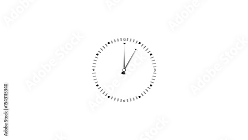 Minimalist Clock Face Depicting Midnight or Noon on a Clean White Background simple clock face
