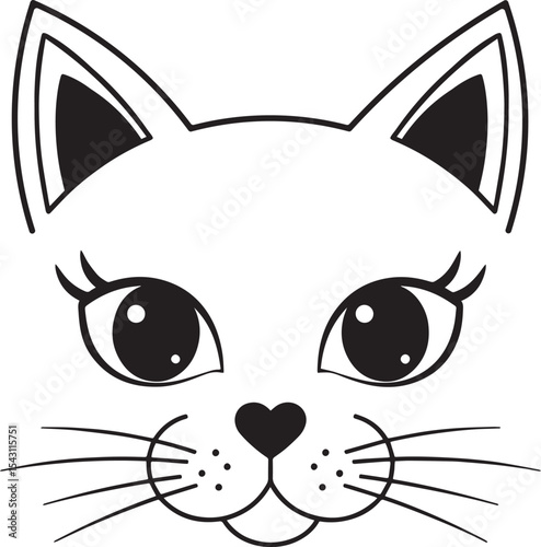 Vector art of cute cat face isolated on white background