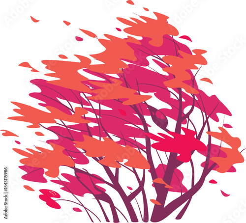 Abstract colorful autumn tree illustration.