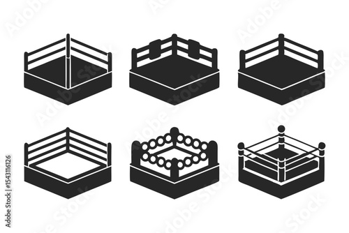 set of Boxing Ring icon  silhouette vector illustration
