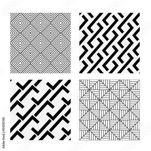Seamless geometric monochrome pattern. Vector abstract background
