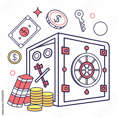 Bank Vault silhouette vector illustration