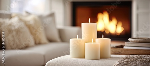 Cozy Candles by a Fireplace
