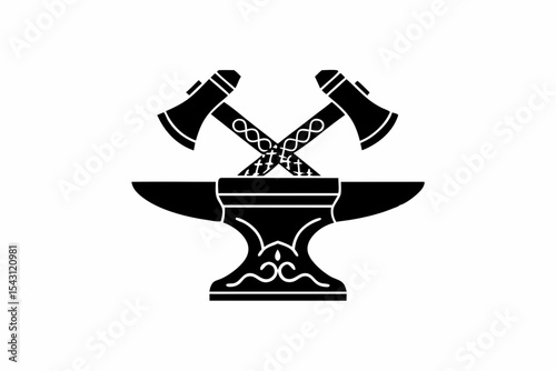 Anvil and Hammer silhouette vector illustration
