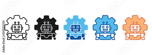Robotic Icon Set Multiple Style Collection