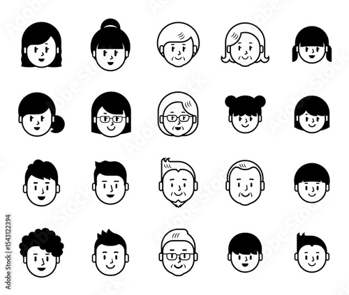 老若男女の顔のアイコン