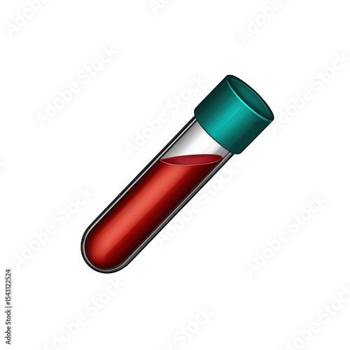 Test tube with blood sample isolated on transparent background
