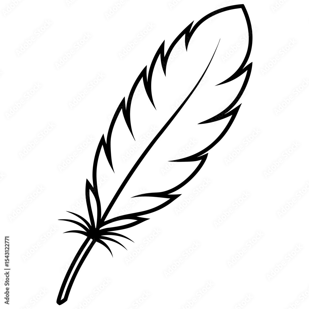 Fototapeta premium Fluffy Feather Vector Art | Generative AI Linocut Silhouette Design
