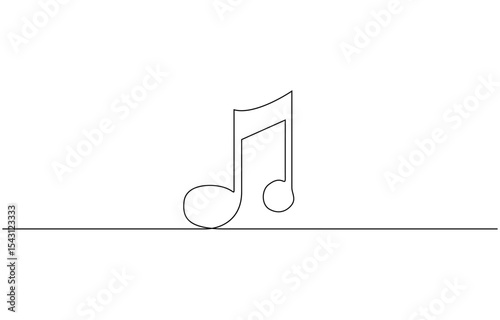 Continuous music line art note vector sketch illustration. Abstract music notes song sound concept background outline, Musical note illustration eps 10.