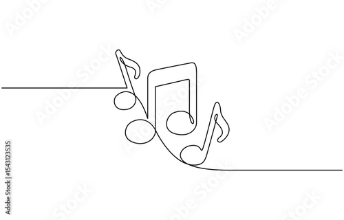 Continuous music line art note vector sketch illustration. Abstract music notes song sound concept background outline, Musical note illustration eps 10.