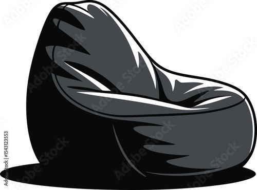 Modern black beanbag chair illustration