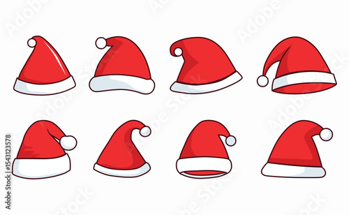 Set of Various Santa Hats Illustration