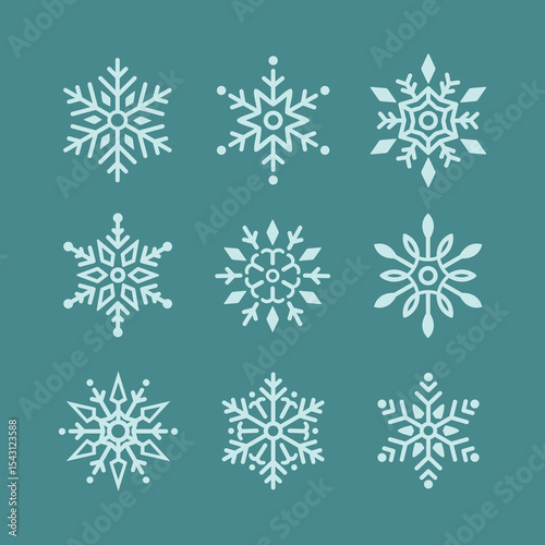 Collection of Flat Design Snowflake Illustrations