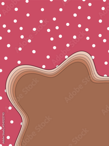 a vibrant background with a red top section adorned with numerous scattered white polka dots.