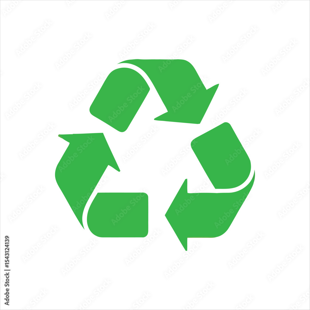 Obraz premium Simple green recycle symbol illustration on white background representing environmental sustainability