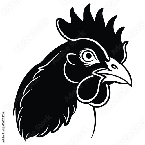 Wallpaper Mural Black rooster head looks to the right with a fierce expression in monochrome Torontodigital.ca