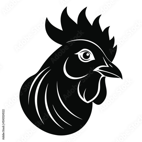 Wallpaper Mural Solid black stylized rooster head conveys strength and confidence against a white background Torontodigital.ca