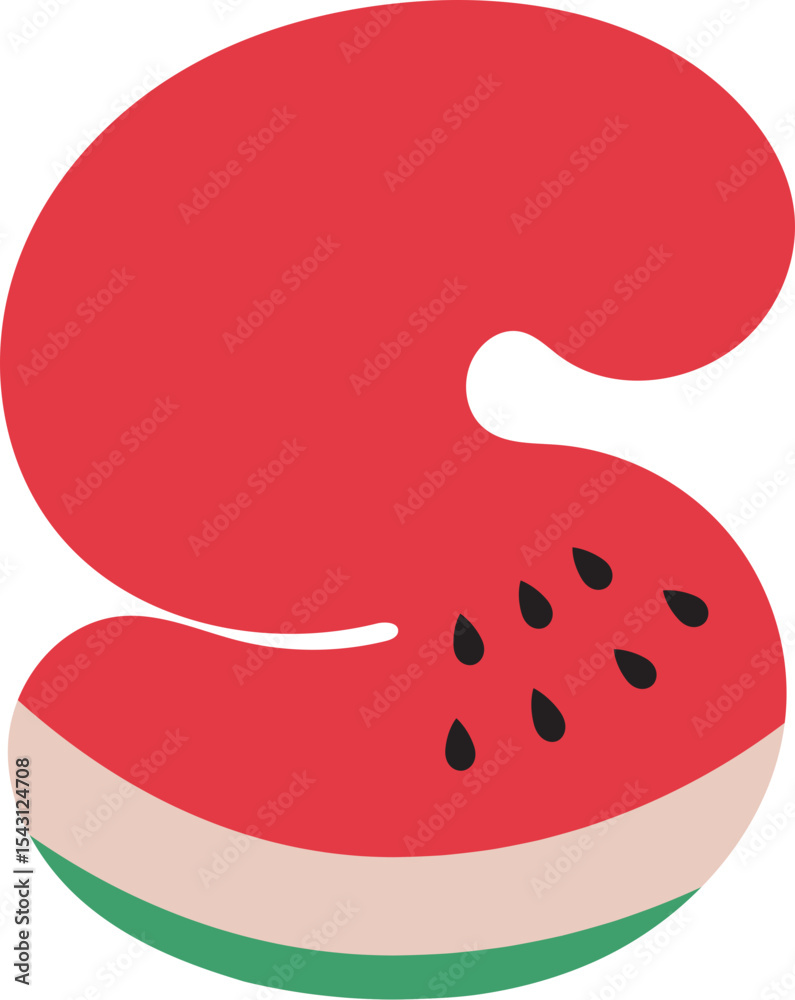 Obraz premium Watermelon Alphabet Letters A to Z – Fun and Juicy Cartoon Font for Summer and Kids Designs