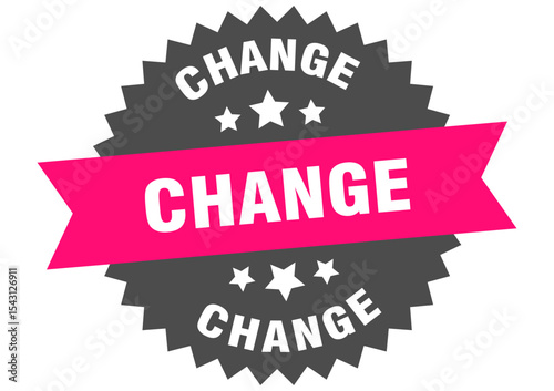 change. change round pink label isolated on transparent background