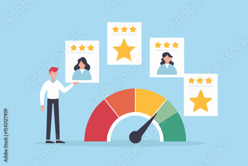 Customer Satisfaction Measurement with Rating and Feedback Business Performance Evaluation and Analysis Vector Illustration
