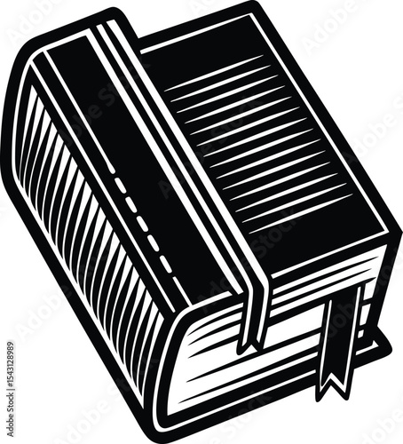 Bookmark and Notebook Icon for Digital Study vector Silhouette illustration