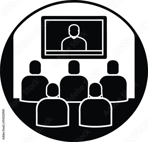 Flat Icon of Online Breakout Room vector Silhouette illustration