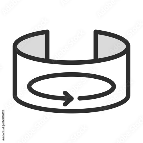 360 Degree View Vector Icon Set - Editable Line Weight - Circular, arrow, panorama, immersive, virtual, interactive, perspective, rotation, wide, angle, video icons