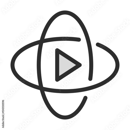 360 Degree Video Vector Icon Set - Editable Line Weight - Play button, arrows, rotation, spherical, video, panoramic, immersive, virtual, interactive, media, VR icons