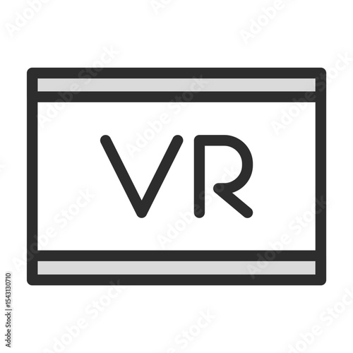 Virtual Reality Content Vector Icon Set - Editable Line Weight - VR, text, screen, display, digital, immersive, technology, gaming, entertainment, experience, future icons