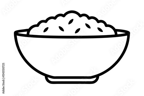 Rice in a bowl vector silhouette illustration isolated on white background