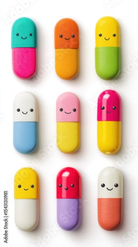 Cartoon Pills Friendly Pharmaceutical Rounded Shapes
