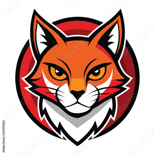 Detailed fox head encircled in red and black shows an intense expression