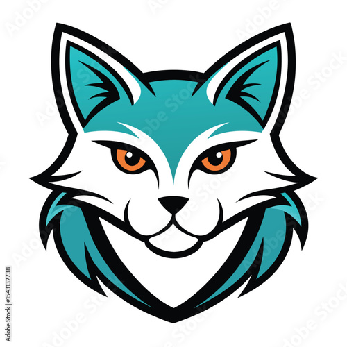 A stylized fox head shows detailed teal fur and intense orange eyes