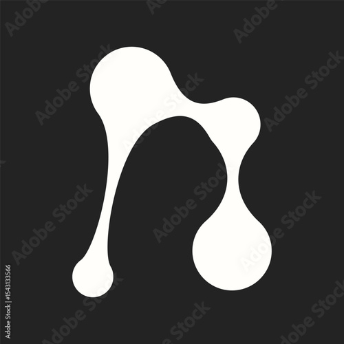 Metaball Connect Dots icon, abstract geometric shape. Connected round blobs. Vector illustration.
