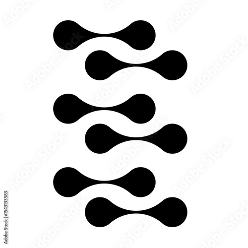 Metaball Connect Dots icon, abstract geometric shape. Connected round blobs. Vector illustration.
