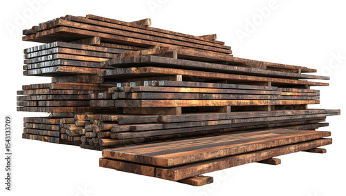 Lumber Stacked in Warehouse