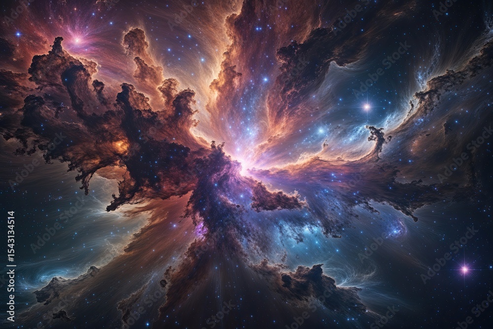 Fototapeta premium Ultimate Cosmic Journey Through Expansive Vibrant Nebulae Explosion