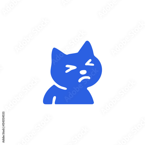 An unhappy, stylized blue cat icon