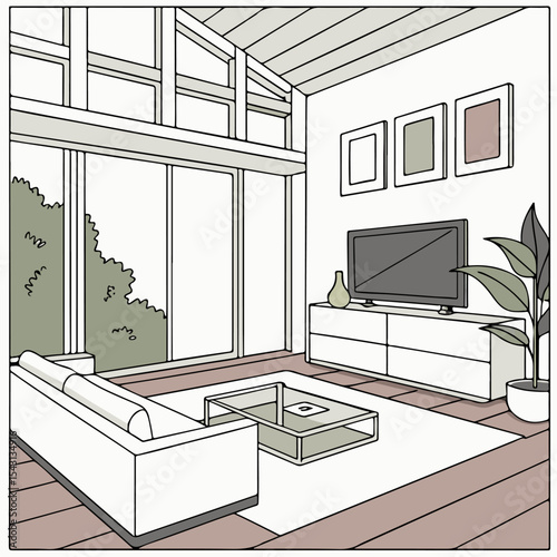 Modern Living Room with Cozy Fireplace. Elegant & Warm Interior Design Ideas