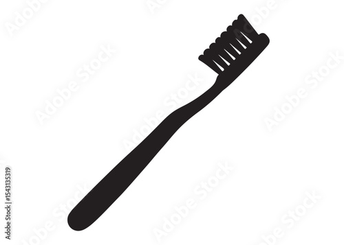 Toothbrush logo silhouette vector, Toothbrush logo icon, toothbrush silhouette vector illustration, simple black toothbrush silhouette logo vector on a white background.