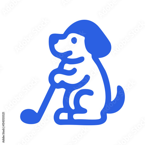 Blue dog holding a golf club