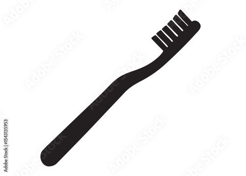 Toothbrush logo silhouette vector, Toothbrush logo icon, toothbrush silhouette vector illustration, simple black toothbrush silhouette logo vector on a white background.