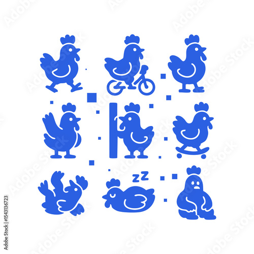 Assorted Blue Chicken Icons