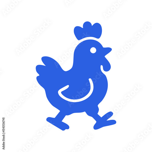 Simple blue chicken icon