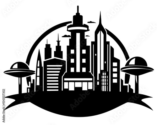 Futuristic City Vector Art