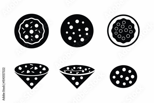 set of Paratha icon vector silhouette illustration isolated on white background