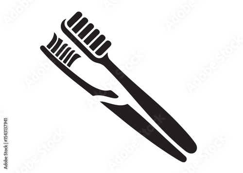 Toothbrush logo silhouette vector, Toothbrush logo icon, toothbrush silhouette vector illustration, simple black toothbrush silhouette logo vector on a white background.