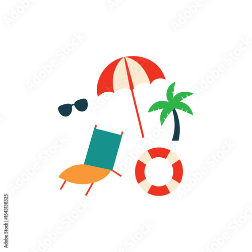 Beach collection vector art illustration