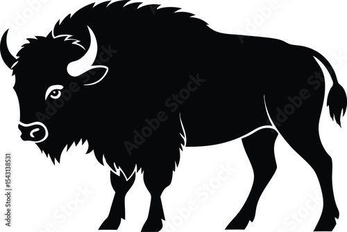 Bison buffalo  black silhouette vector