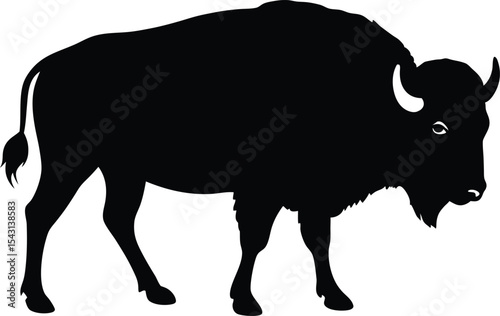 Bison buffalo  black silhouette vector